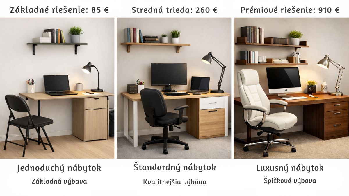 Porovnanie troch rozpočtových variantov kútika