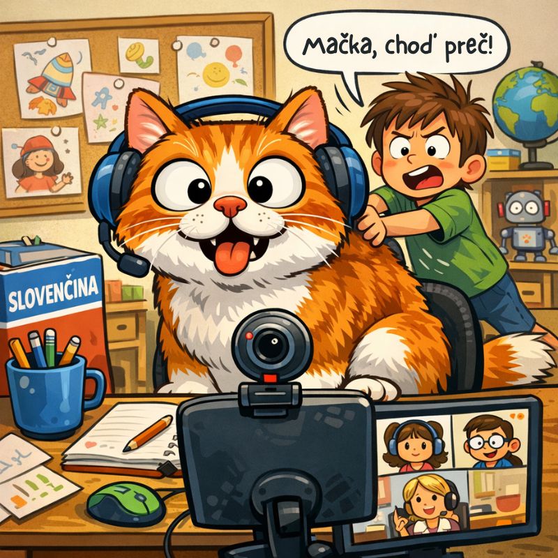 Mačka pri online hodine