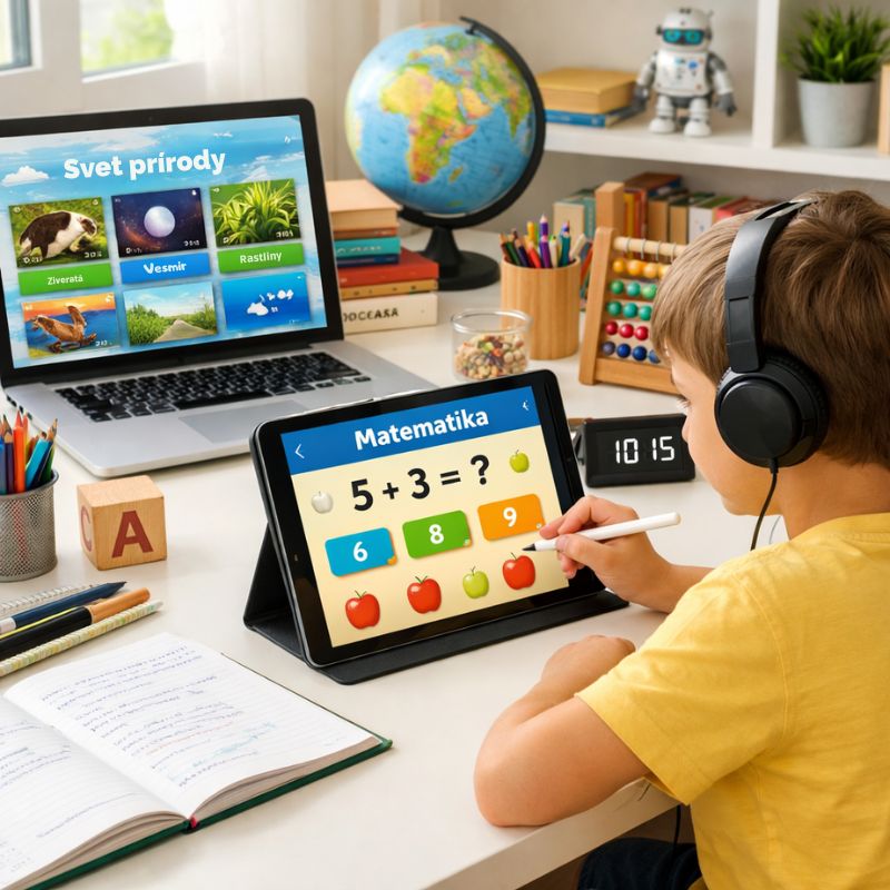 Moderné technológie v domácom vzdelávaní s tabletom a laptopom