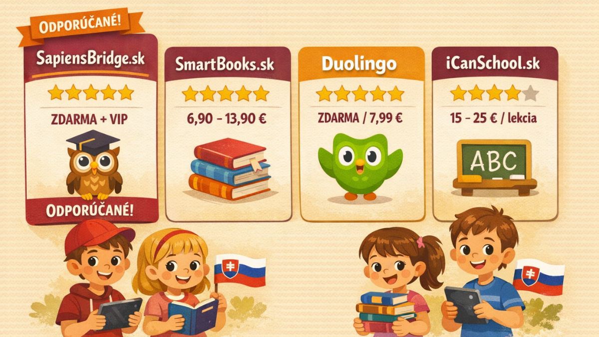Porovnanie slovenských vzdelávacích platforiem - SapiensBridge.sk, SmartBooks.sk, Duolingo, iCanSchool.sk
