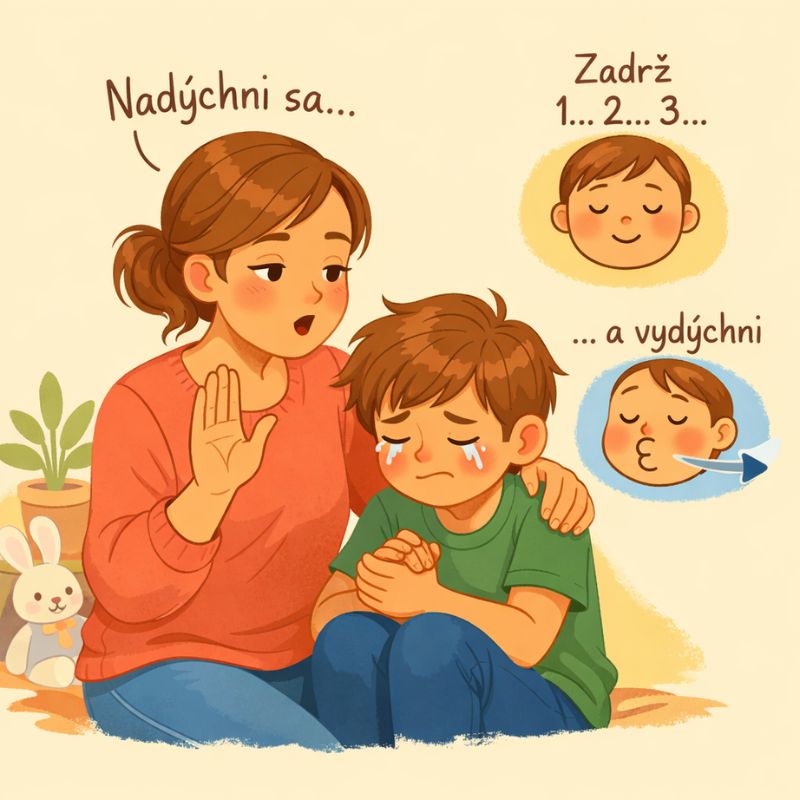 Rodič upokojuje dieťa pri panickom záchvate