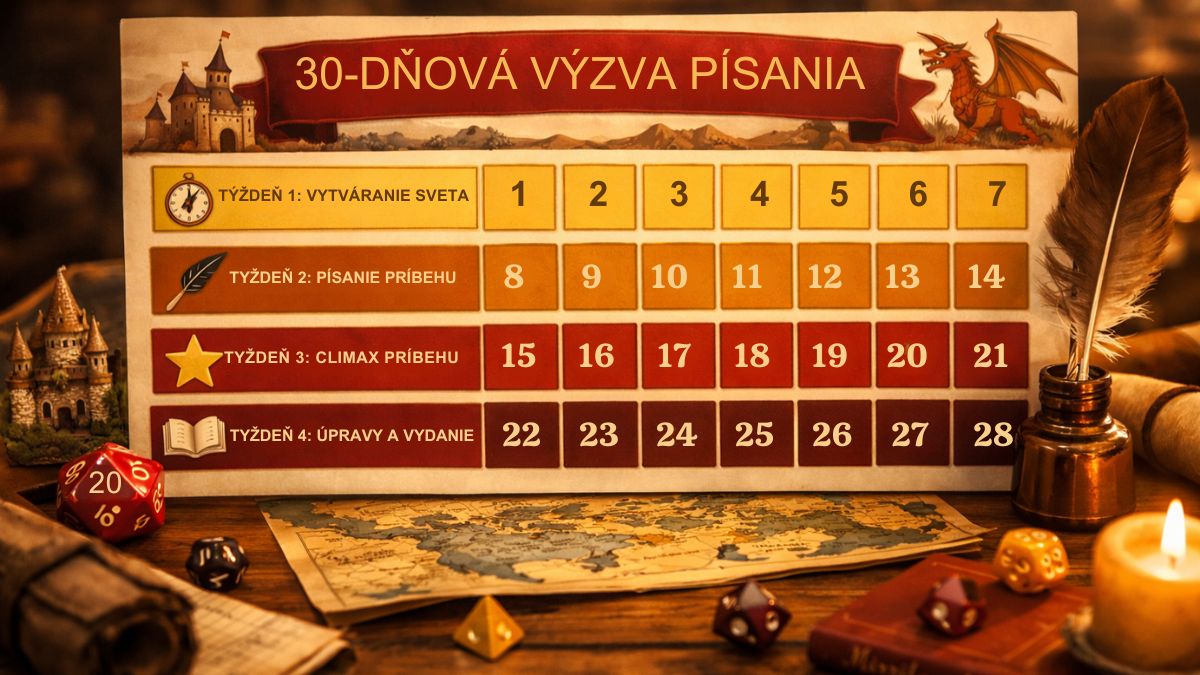 30-dňový plán písania dobrodružného príbehu – mesačný kalendár pre deti
